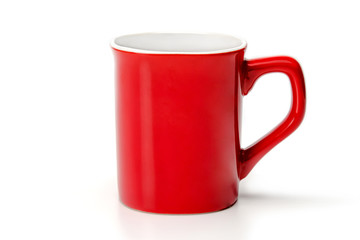 Red coffee cup isolated on white background
