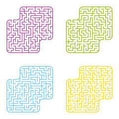 A set of mazes. Game for kids. Puzzle for children. Labyrinth conundrum. Flat vector illustration.