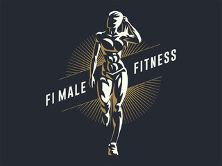 Woman fitness emblem.