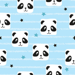 Seamless panda pattern. Baby print, textile, fabric design.
