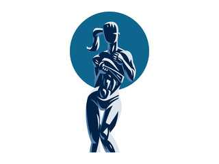 Woman fitness emblem.