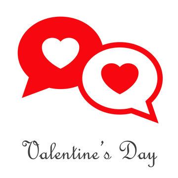 Logotipo abstracto con texto Valentine's Day con 2 corazones en globos de color rojo