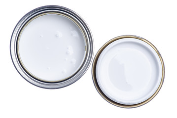 Can of White Paint Top View Isolated on Background