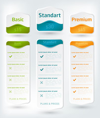 Collection of pricing plans for websites and applications.