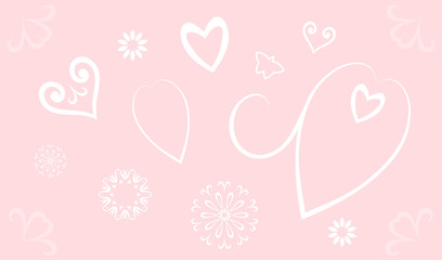 Heart and flowers on pink background. Valentine's Day, Mother's Day. Vector Illustration.