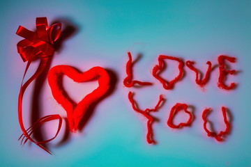 I love you background. Red on white. Valentine day background. Postcard.