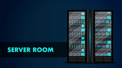 Server Room Concept. Web Hosting Center Data Bank.