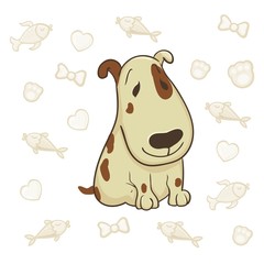 Vector Terrier Jack Russell dog in line style. Cute puppy in cartoon style isolated on white background. illustration for kids fashion in cartoon style. For cards, invitations, party, banners, 