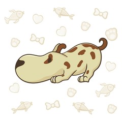 Vector Terrier Jack Russell dog in line style. Cute puppy in cartoon style isolated on white background. illustration for kids fashion in cartoon style. For cards,  kindergarten, baby shower,