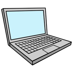 Laptop Computer - A vector cartoon illustration of a Laptop Computer.