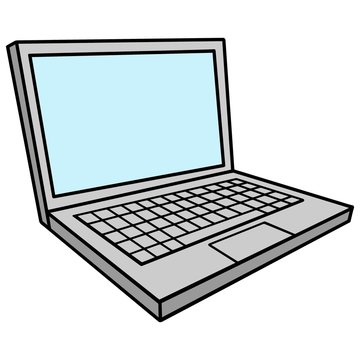 Laptop Computer - A vector cartoon illustration of a Laptop Computer.