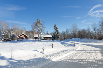 A walk through a little Swedish village on a sunny winterday