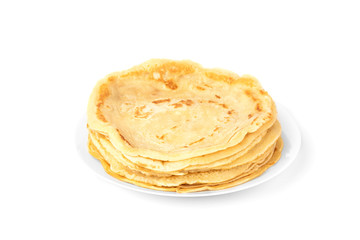 Pancakes isolated on white background.