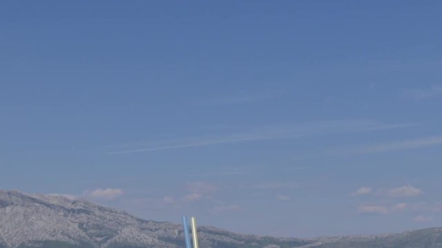 Cocktails on Prvi zal beach in Lumbarda, Korcula Island, Dalmatia, Croatia, Europe