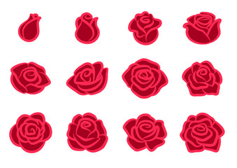 Black and white rose flower vector illustration. Simple rose blossom icon  set. Nature, gardening, love, Valentine's day theme design element. Stock  Vector | Adobe Stock