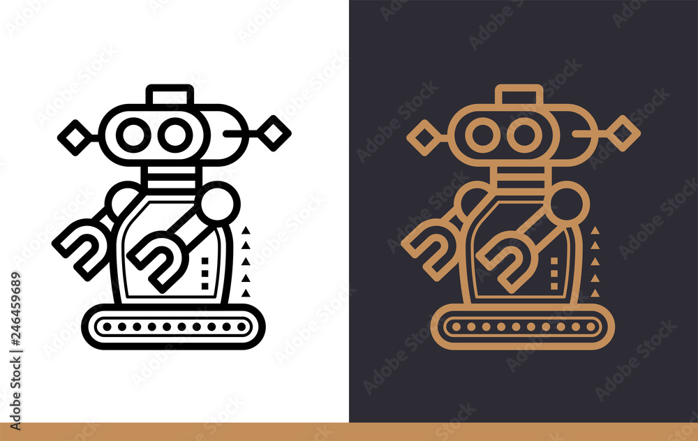 Poster unique linear icon of robotics. 3d printing, modeling. suitable for infographics, websites, print me