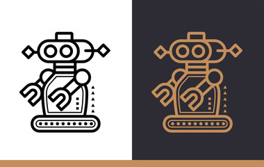 Unique linear icon of Robotics. 3D Printing, modeling. Suitable for infographics, websites, print media and interfaces