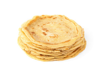 Pancakes isolated on white background.