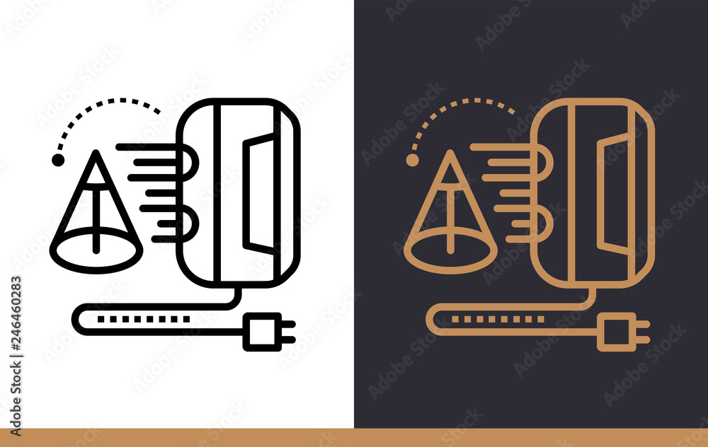 Poster unique linear icon of 3d scanner. 3d printing, modeling. suitable for infographics, websites, print 