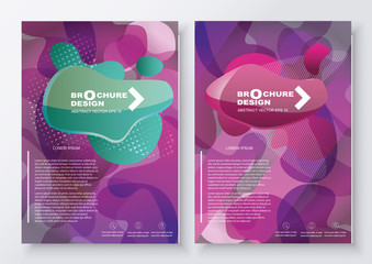 Abstract modern brochure design. Style graphic fluid color bubbles geometric elements. Poster, banner promo flyer vector