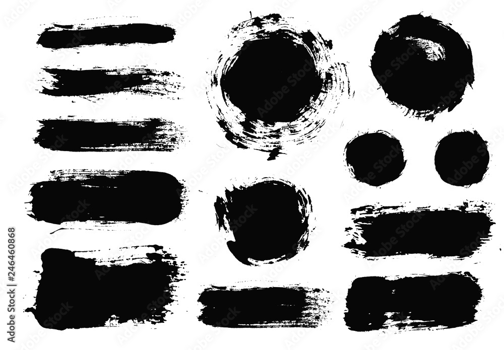 Aufkleber brush strokes set vector painted isolated objects