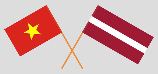 Vietnam and Latvia. The Vietnamese and Latvian flags. Official colors. Correct proportion. Vector