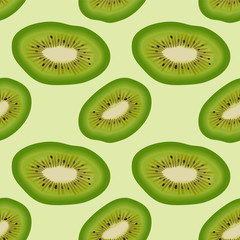 Seamless pattern with realistic fresh ripe kiwi. Vector illustration