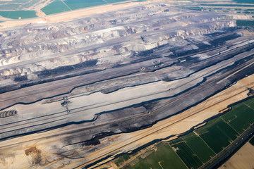 An aerial view of a big coal mine somewhere in Germany. 