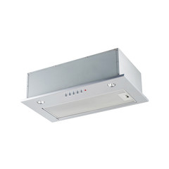 Modern stainless kitchen hood, isolated on white
