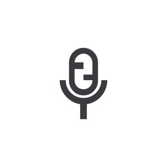 Microphone icon. Outline icon. Vector recorder symbol. Record sign. Interface button. Element for design search app chat messenger or website.