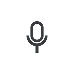 Microphone icon. Outline icon. Vector recorder symbol. Record sign. Interface button. Element for design search app chat messenger or website.