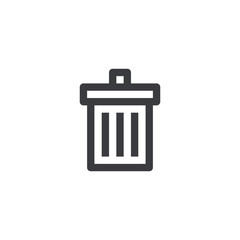 Trash can icon. Vector outline icon. Delete symbol. Garbage sign. Element for design mobile app or website.