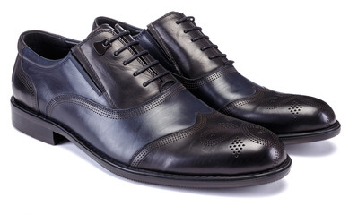 Black shoe for male on white background.