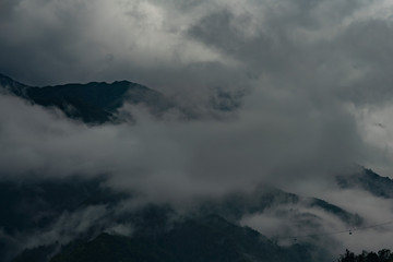 Fansipan Mountain in clouds, Sapa, Vietnam