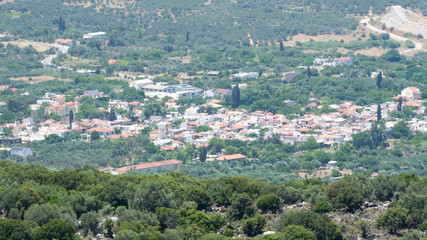 red roofs of the village on a mountain plateau in Crete