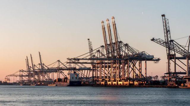 Timelapse container handeling in port of Rotterdam Maasvlakte