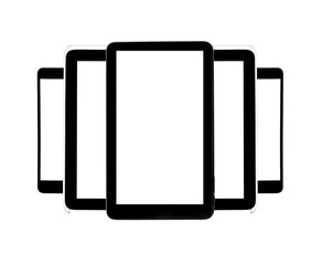 Modern tablet gadgets with isolated screen isolated on white background.