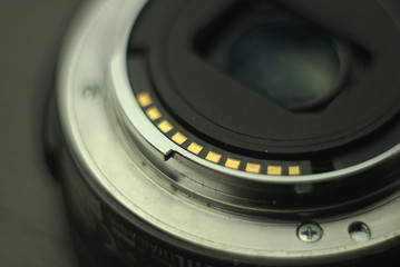 back view of camera lens close up