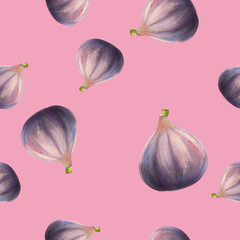 Fig. Figure of fresh fig in the pattern pattern isolated on a colored background