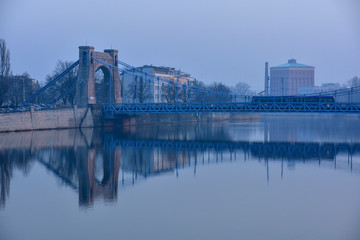 Most Grunwaldzki i rzeka Odra; miasto Wrocław