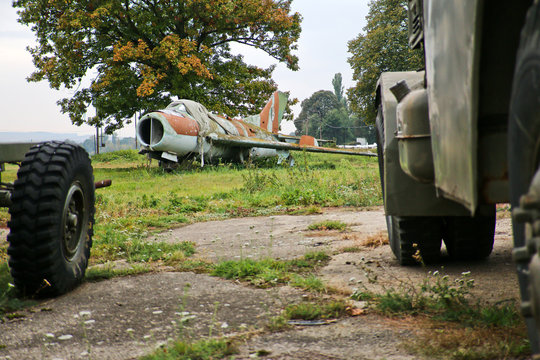 A picture from the abandoned military base in Czech republic, full of old rusty fighter jets from the Soviet era.
