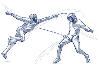 Fencing - An hand drawn illustration. Freehand sketching.