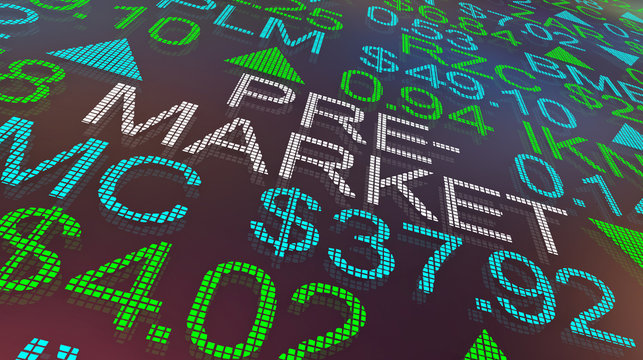 Pre-Market Stock Ticker Ahead Before Bell Open 3d Illustration