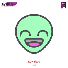 Outline alien_grin icon isolated on white background. Line pictogram. Graphic design, mobile application, logo, user interface. Editable stroke. EPS10 format vector illustration