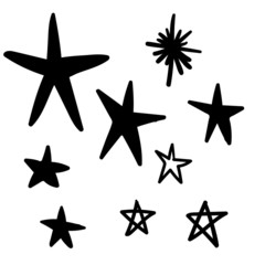 Fototapeta premium Hand drawn star doodles