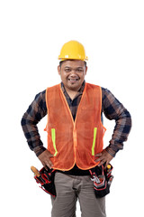 images of a constructor smile with hands on the waist