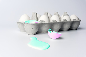 Eggs carton. Minimal concept. Minimal background. Creative concept design.