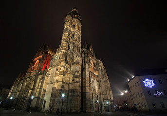 kosice cathedral at night