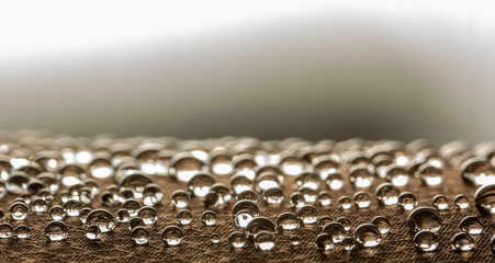 Water droplets on moisture resistant fabric Close up