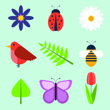 Cute Vector Spring Icon Set